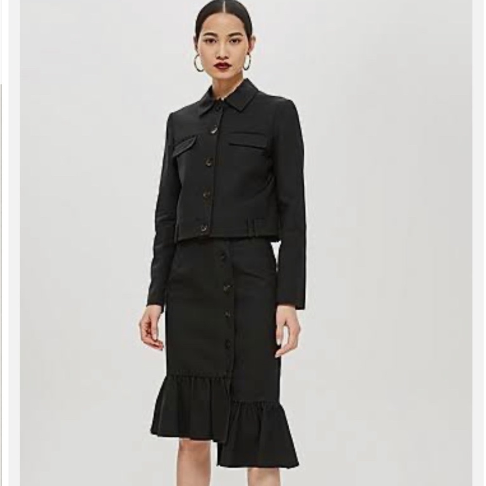 Top shop Fishtail Hem Mid Ruffled Skirt
